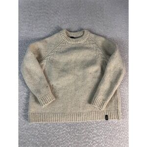 Finisterre Sweater Womens XS Beige 100% Merino Wool Raglan Cable Knit Pullover